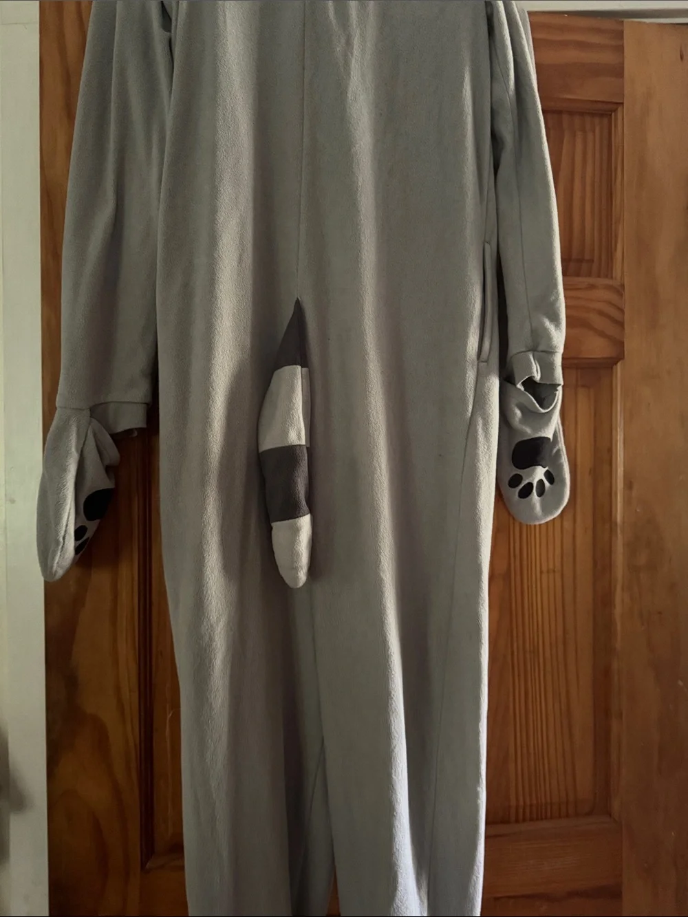 Gray Hooded Raccoon Fleece Zip-Up